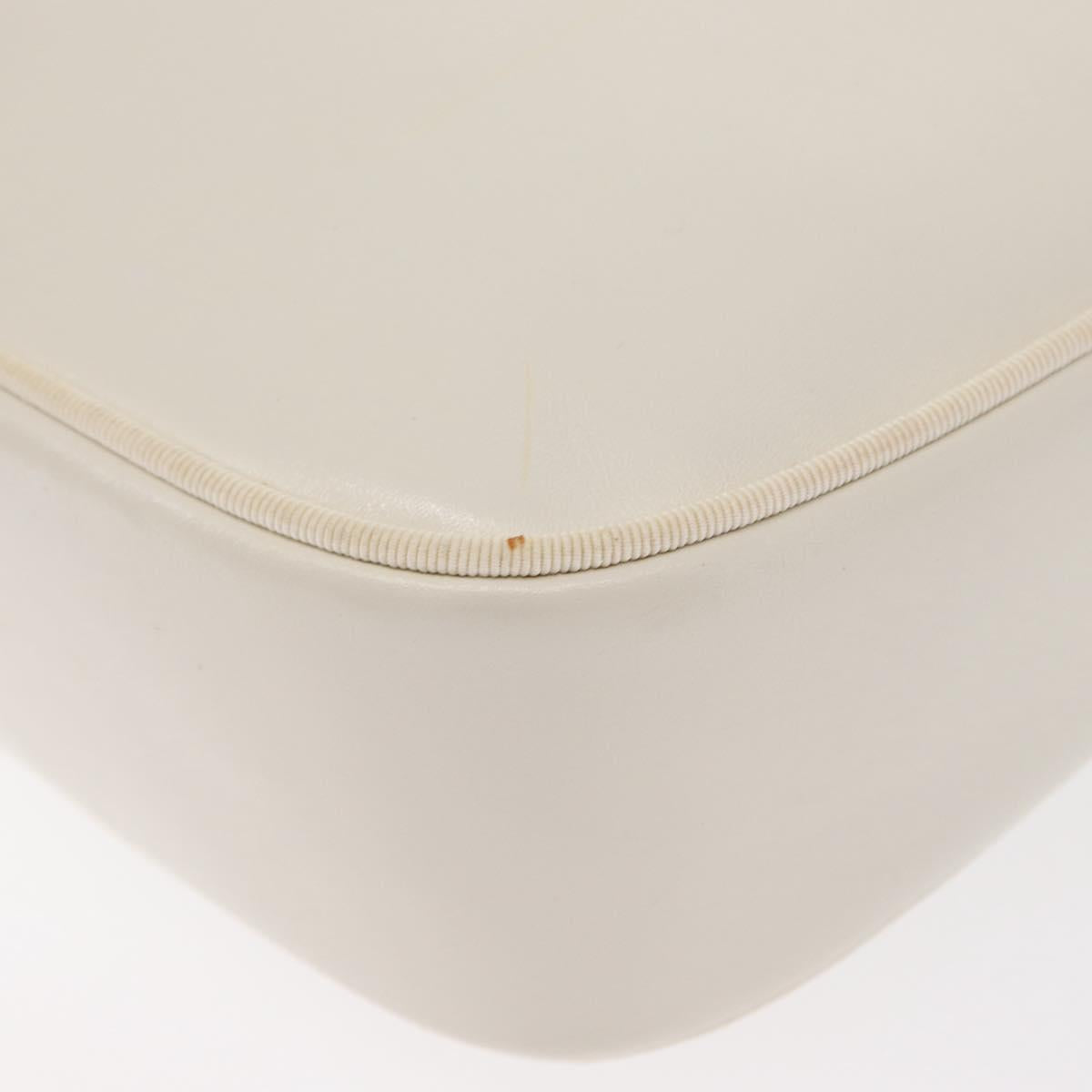 Salvatore Ferragamo Gancini Shoulder Bag Leather White Gold Auth BA8782