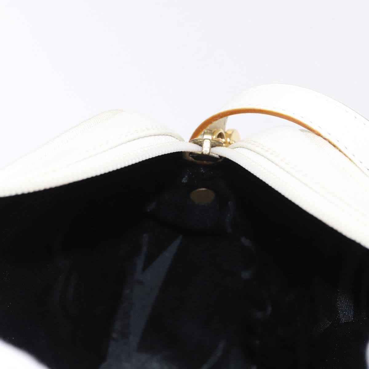 Salvatore Ferragamo Gancini Shoulder Bag Leather White Gold Auth BA8782