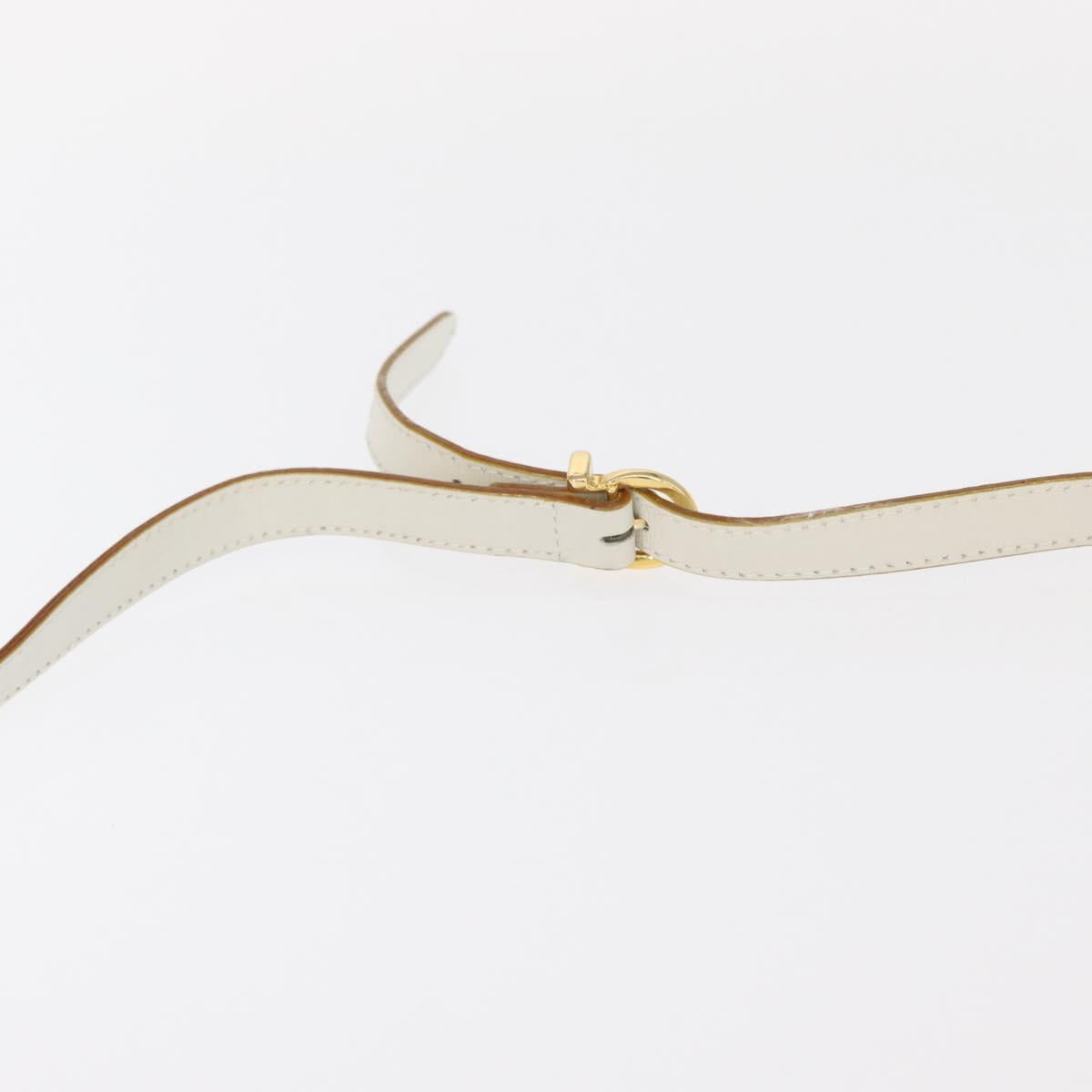 Salvatore Ferragamo Gancini Shoulder Bag Leather White Gold Auth BA8782