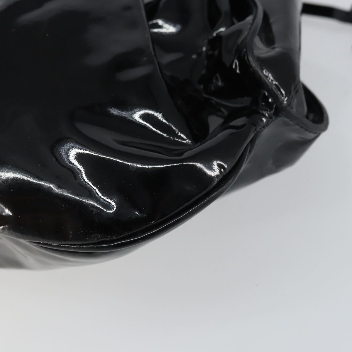 Salvatore Ferragamo Gancini Tote Bag Enamel Black Silver Auth BA8785