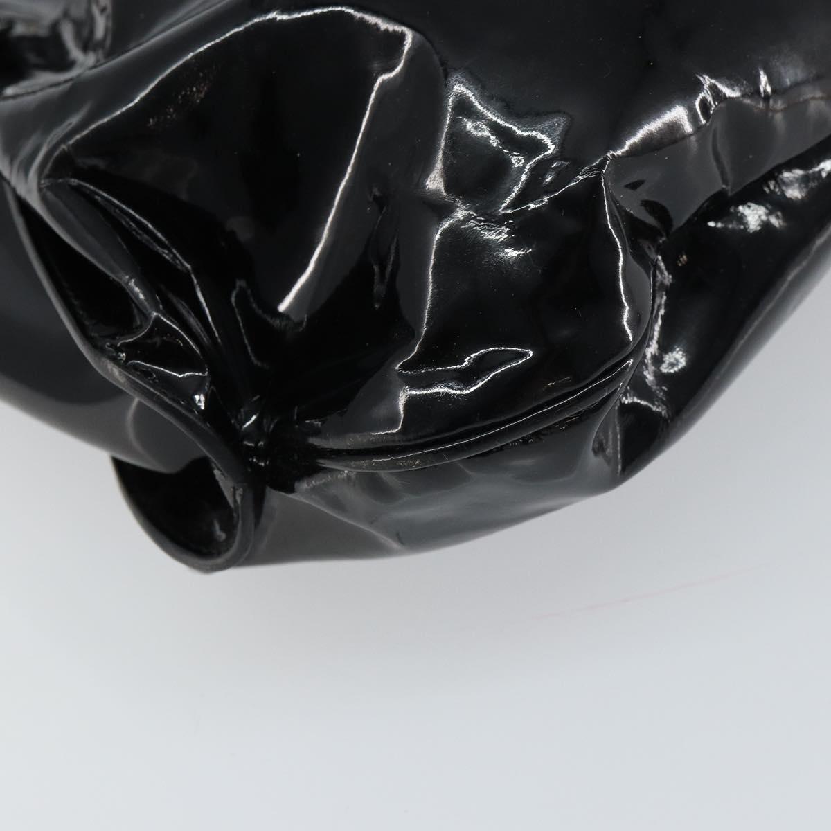 Salvatore Ferragamo Gancini Tote Bag Enamel Black Silver Auth BA8785