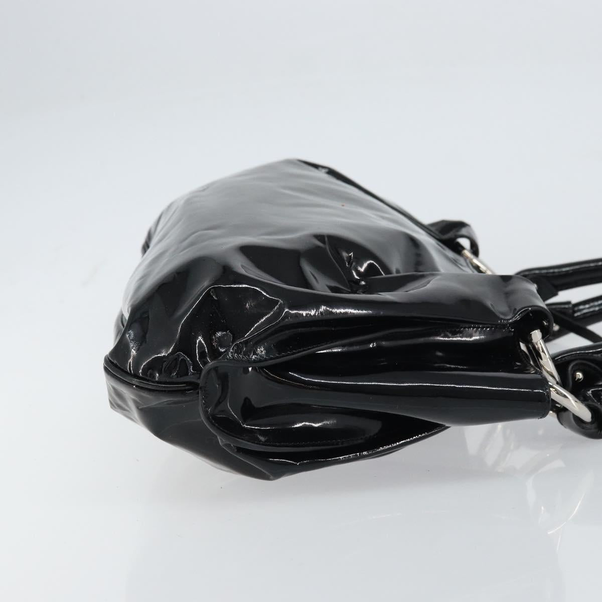 Salvatore Ferragamo Gancini Tote Bag Enamel Black Silver Auth BA8785