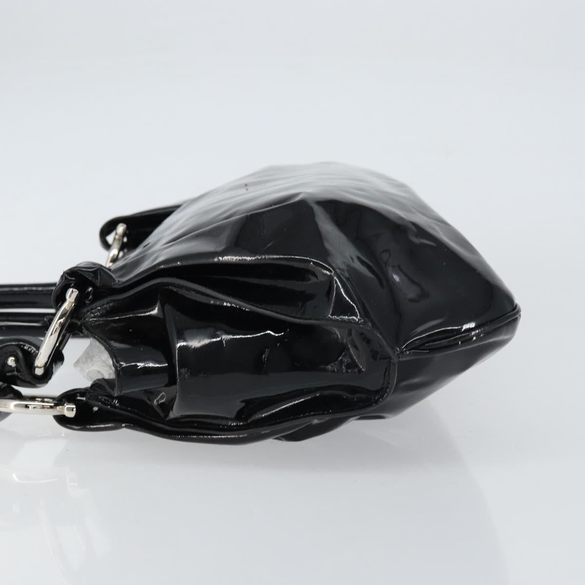 Salvatore Ferragamo Gancini Tote Bag Enamel Black Silver Auth BA8785