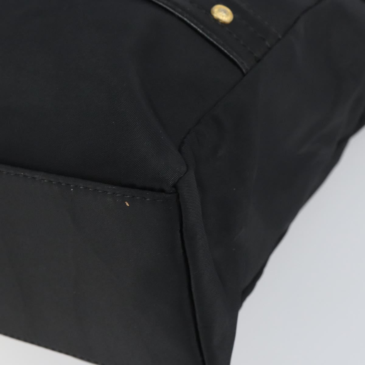 Gianni Versace Tote Bag Nylon Black Gold Auth BA8787