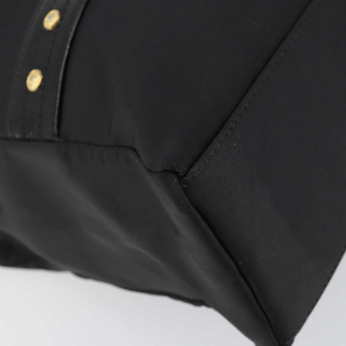 Gianni Versace Tote Bag Nylon Black Gold Auth BA8787