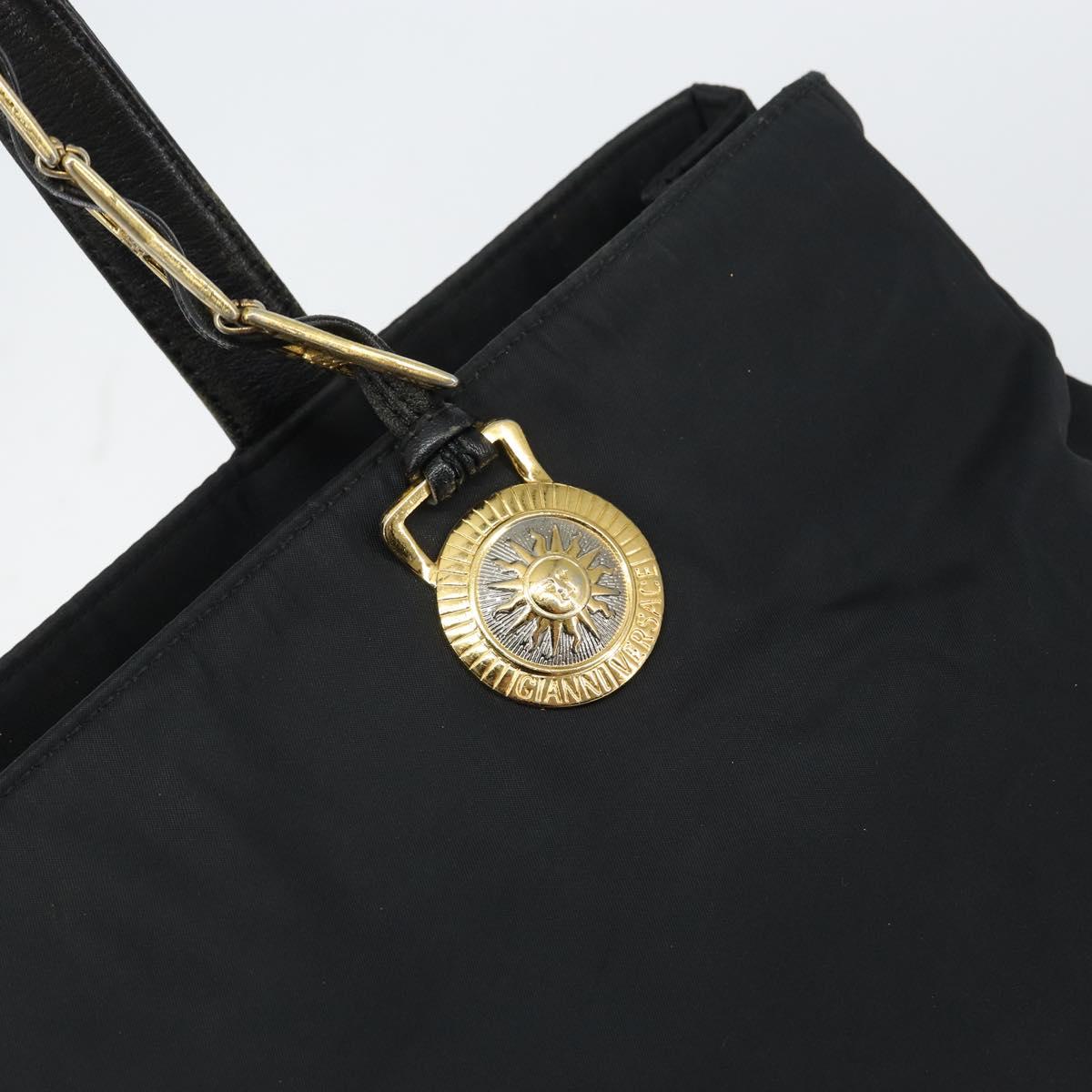 Gianni Versace Tote Bag Nylon Black Gold Auth BA8787