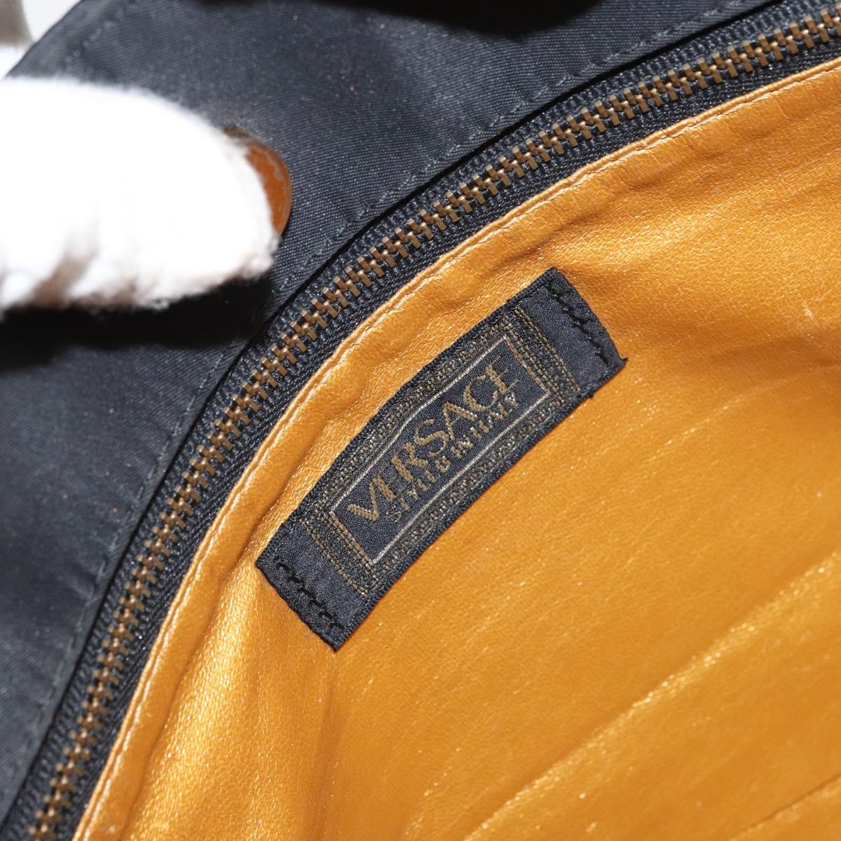 Gianni Versace Tote Bag Nylon Black Gold Auth BA8787