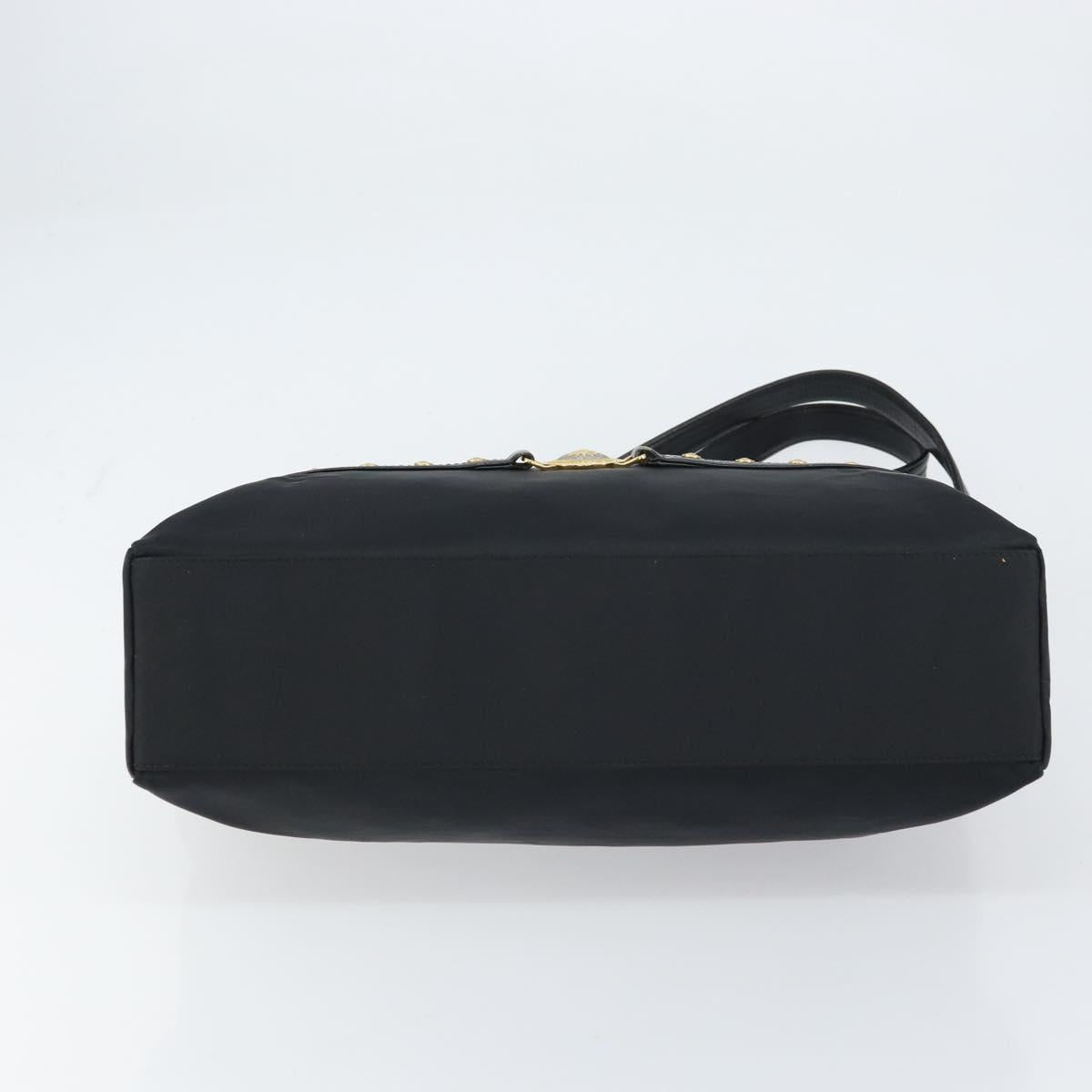 Gianni Versace Tote Bag Nylon Black Gold Auth BA8787