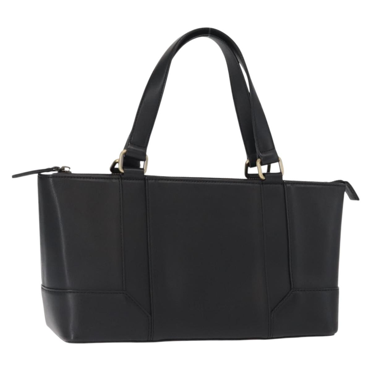 BURBERRY Tote Bag Leather Black Gold Auth BA8801