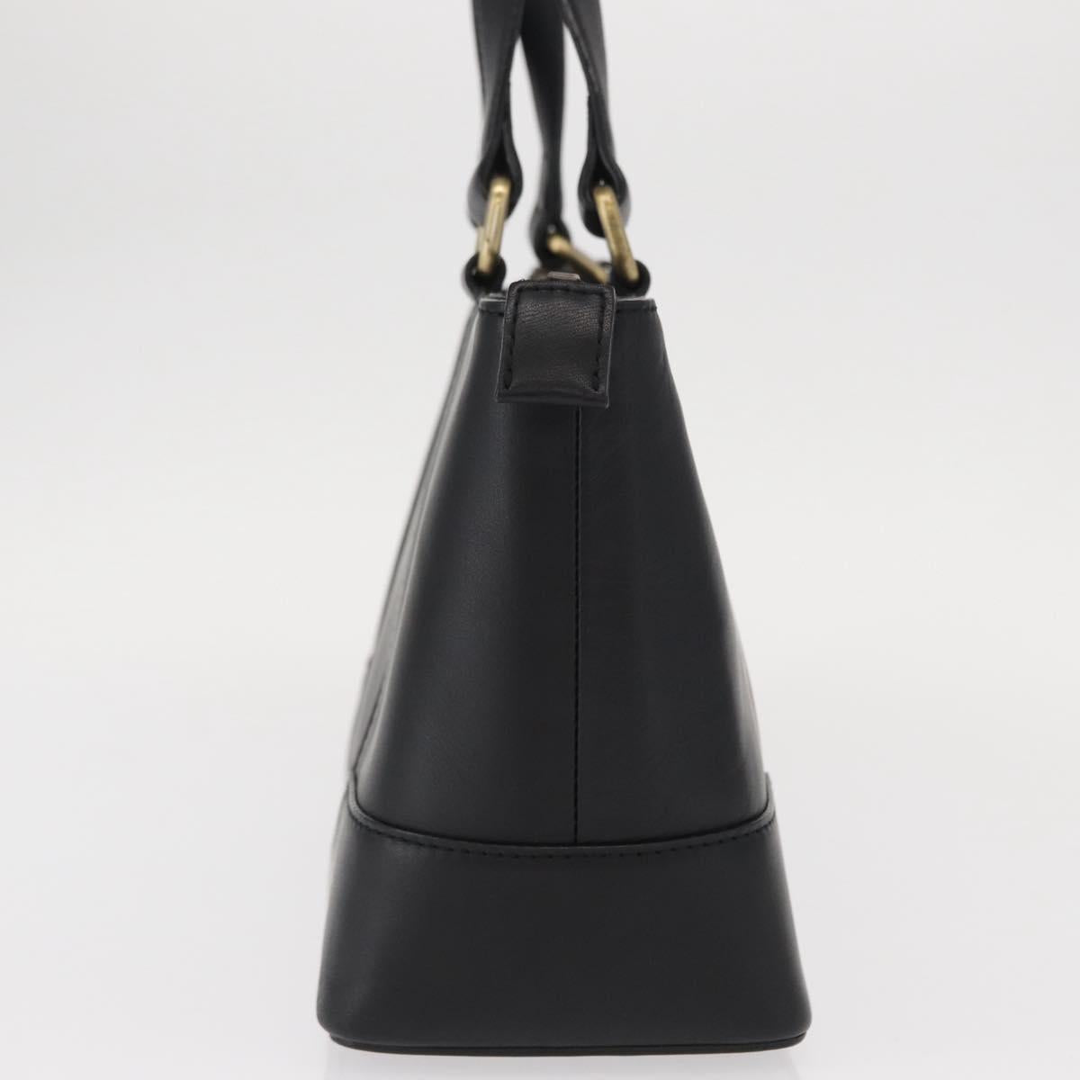 BURBERRY Tote Bag Leather Black Gold Auth BA8801