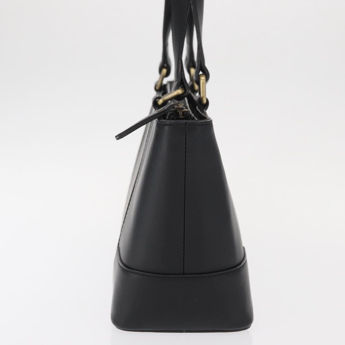 BURBERRY Tote Bag Leather Black Gold Auth BA8801