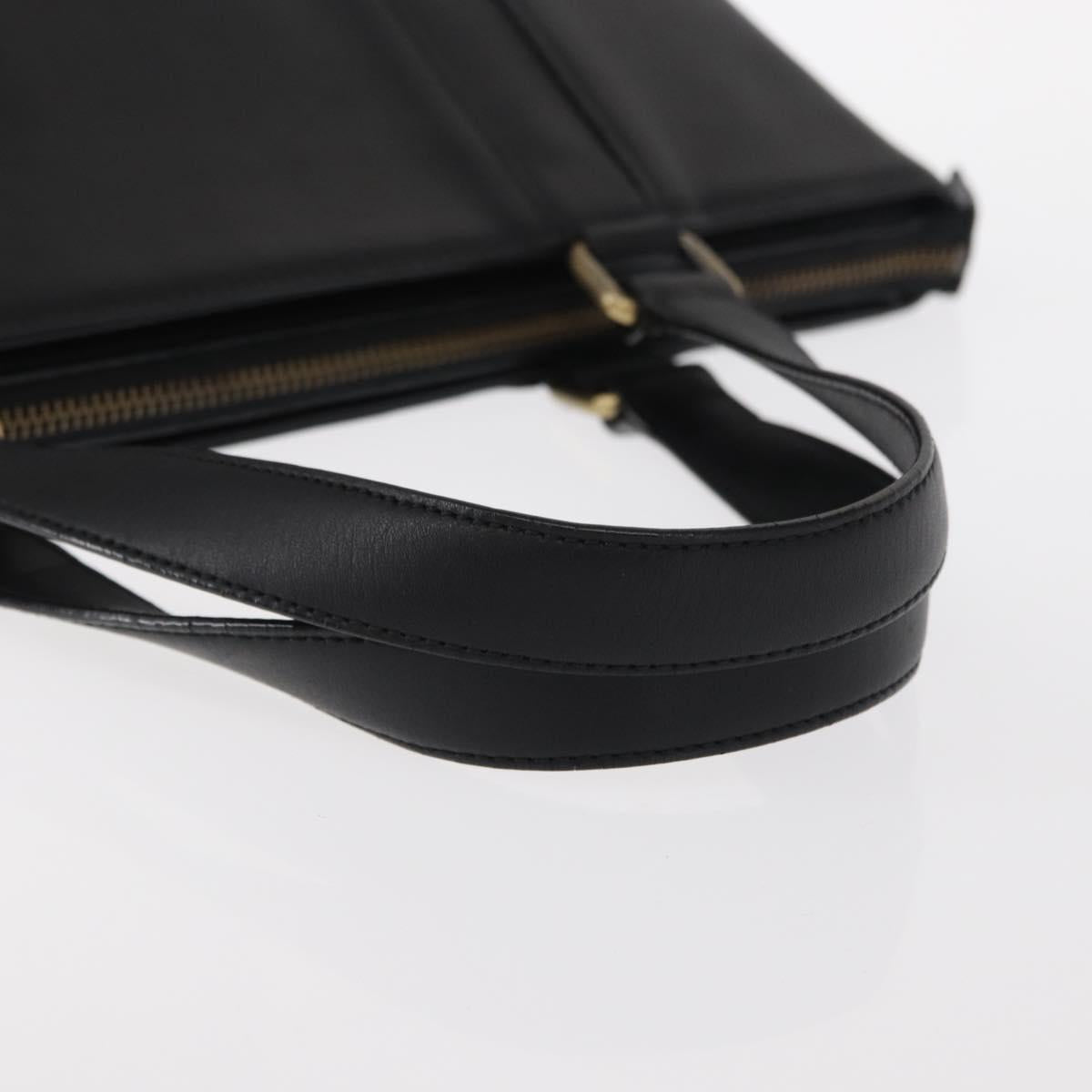 BURBERRY Tote Bag Leather Black Gold Auth BA8801