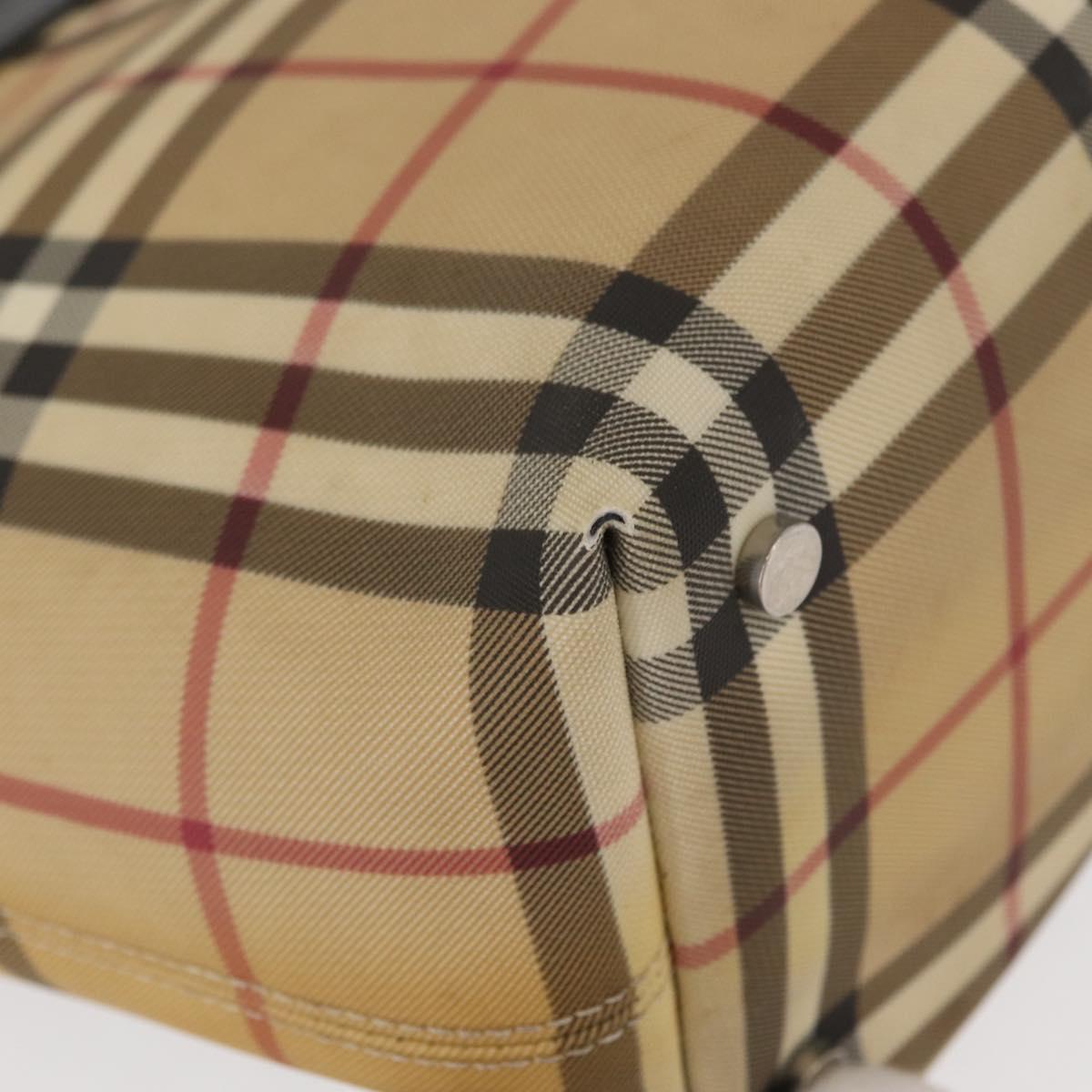 BURBERRY Nova Check Hand Bag PVC Beige Auth BA8803