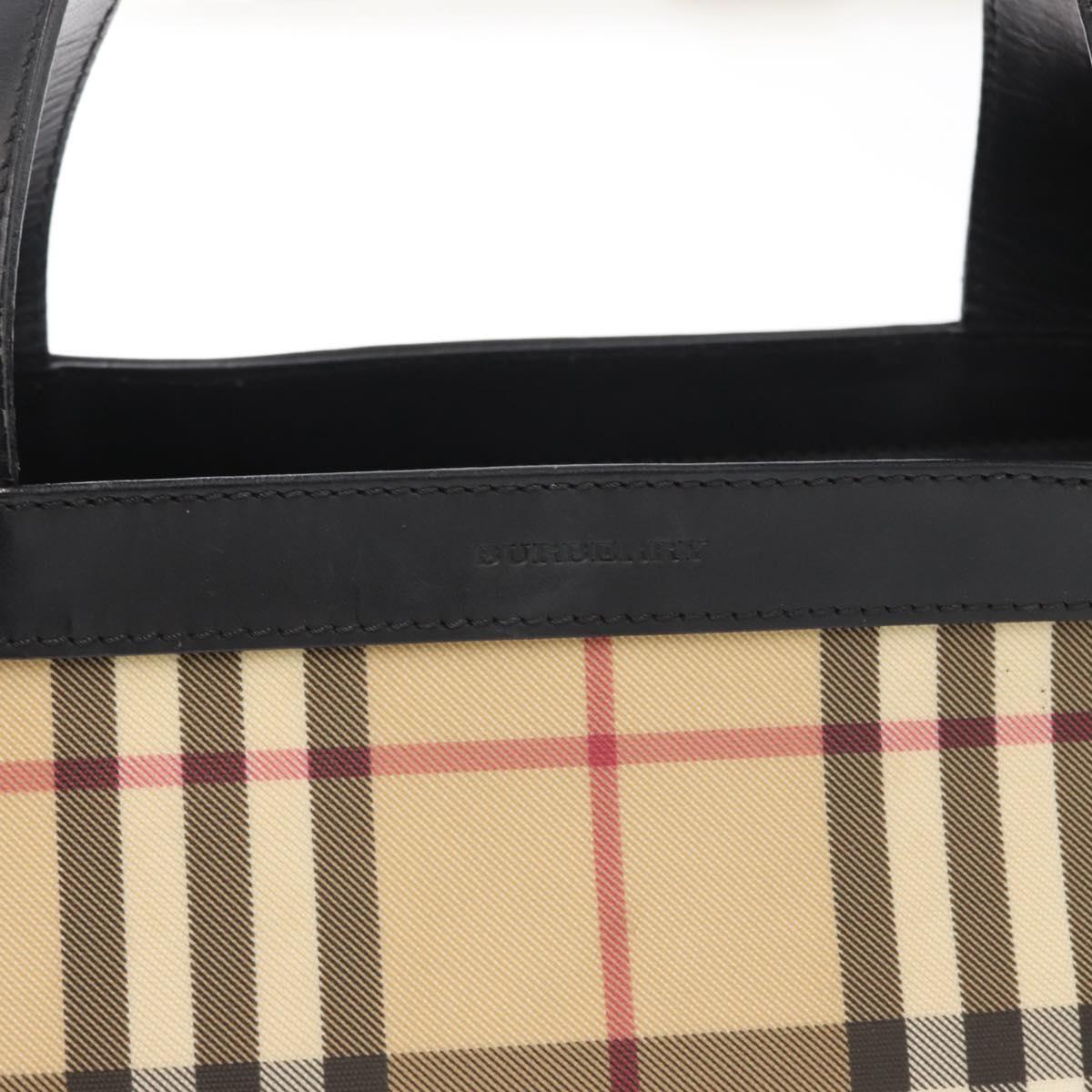 BURBERRY Nova Check Hand Bag PVC Beige Auth BA8803