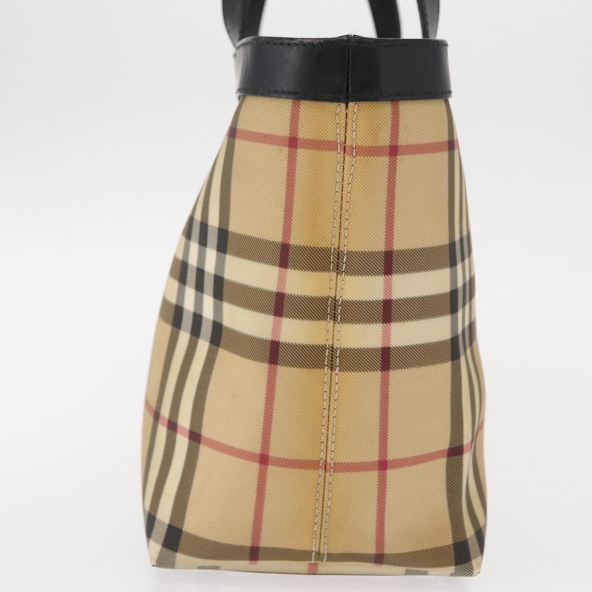 BURBERRY Nova Check Hand Bag PVC Beige Auth BA8803