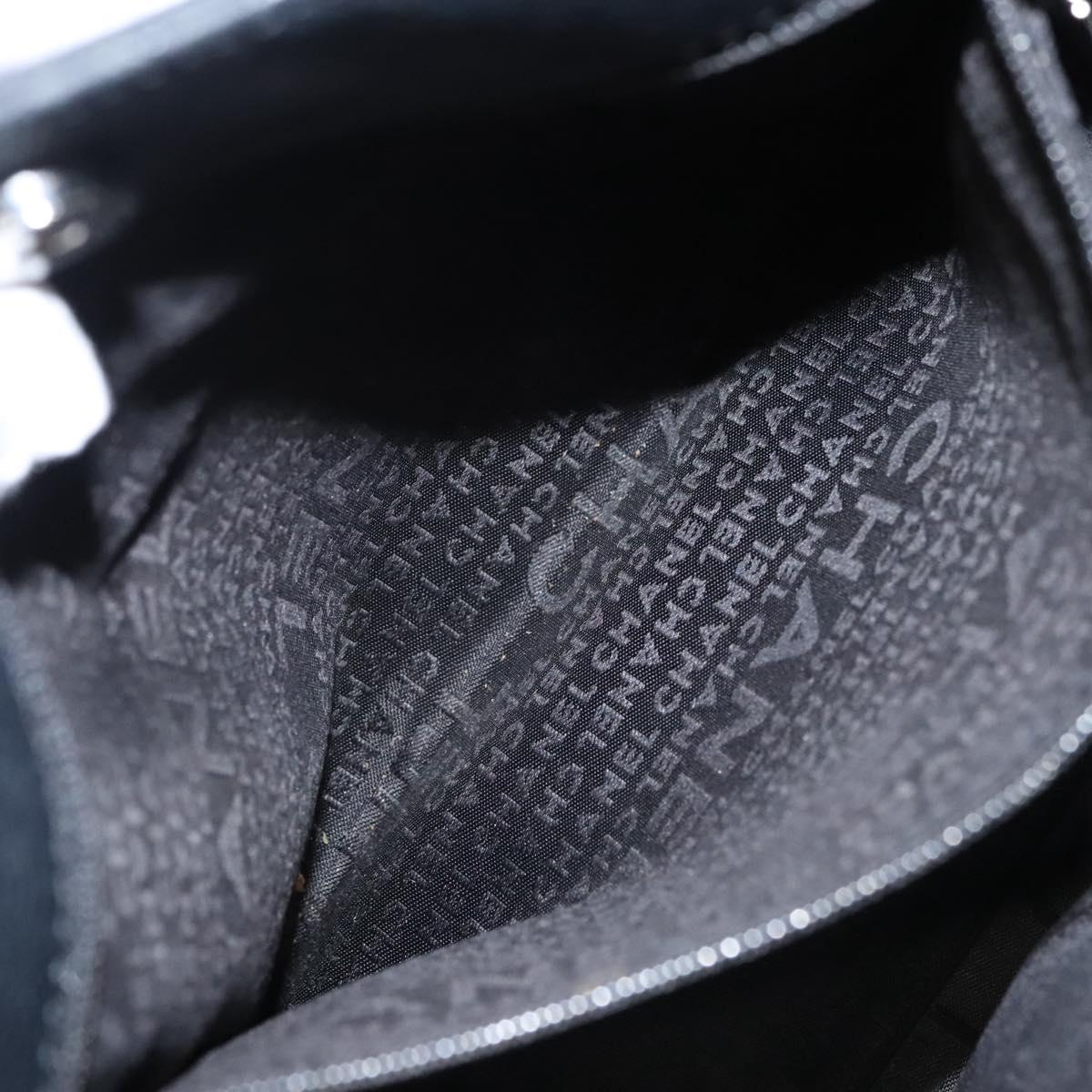 CHANEL Choco Bar Tote Bag Caviar Skin Black CC Auth BA881