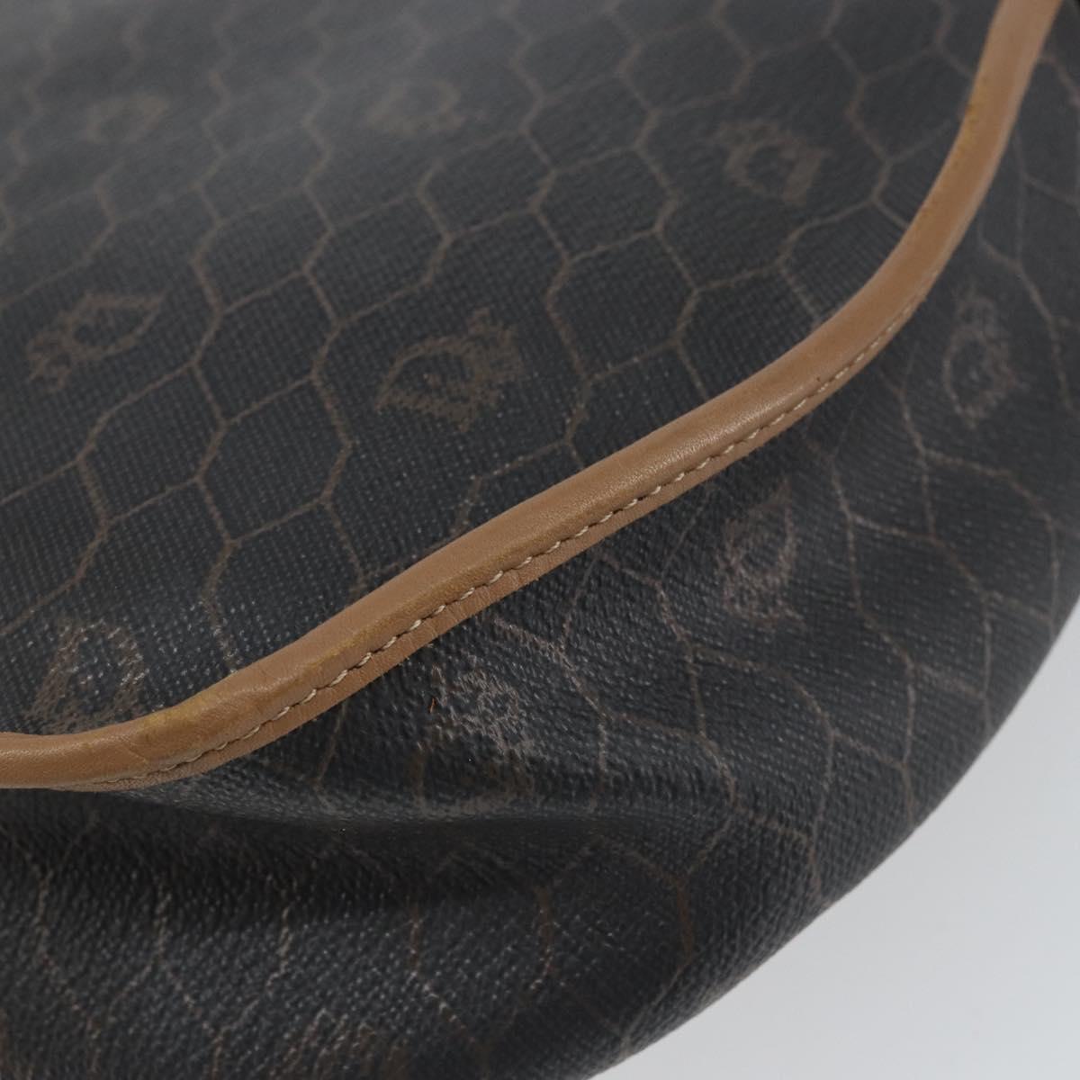 Christian Dior Honeycomb Canvas Shoulder Bag PVC Black Gold Auth BA8817