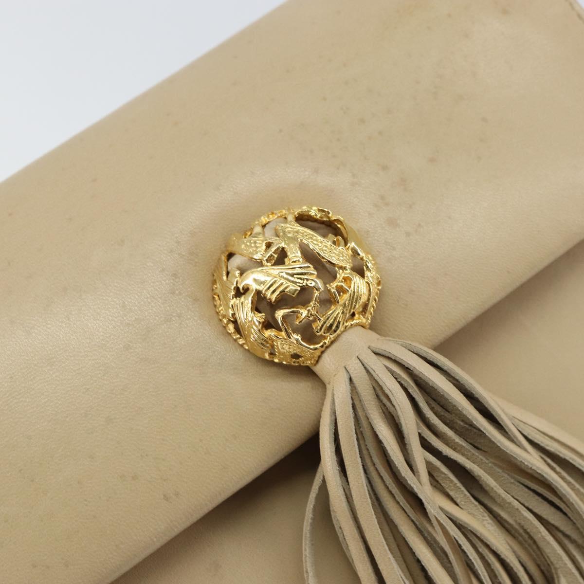 Salvatore Ferragamo Shoulder Bag Leather Beige Gold Auth BA8818