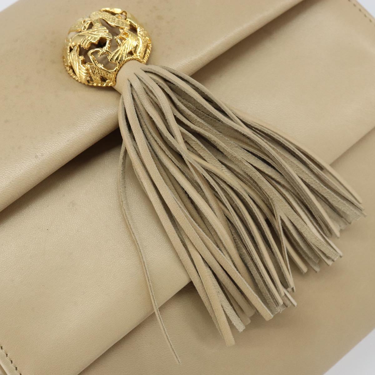 Salvatore Ferragamo Shoulder Bag Leather Beige Gold Auth BA8818