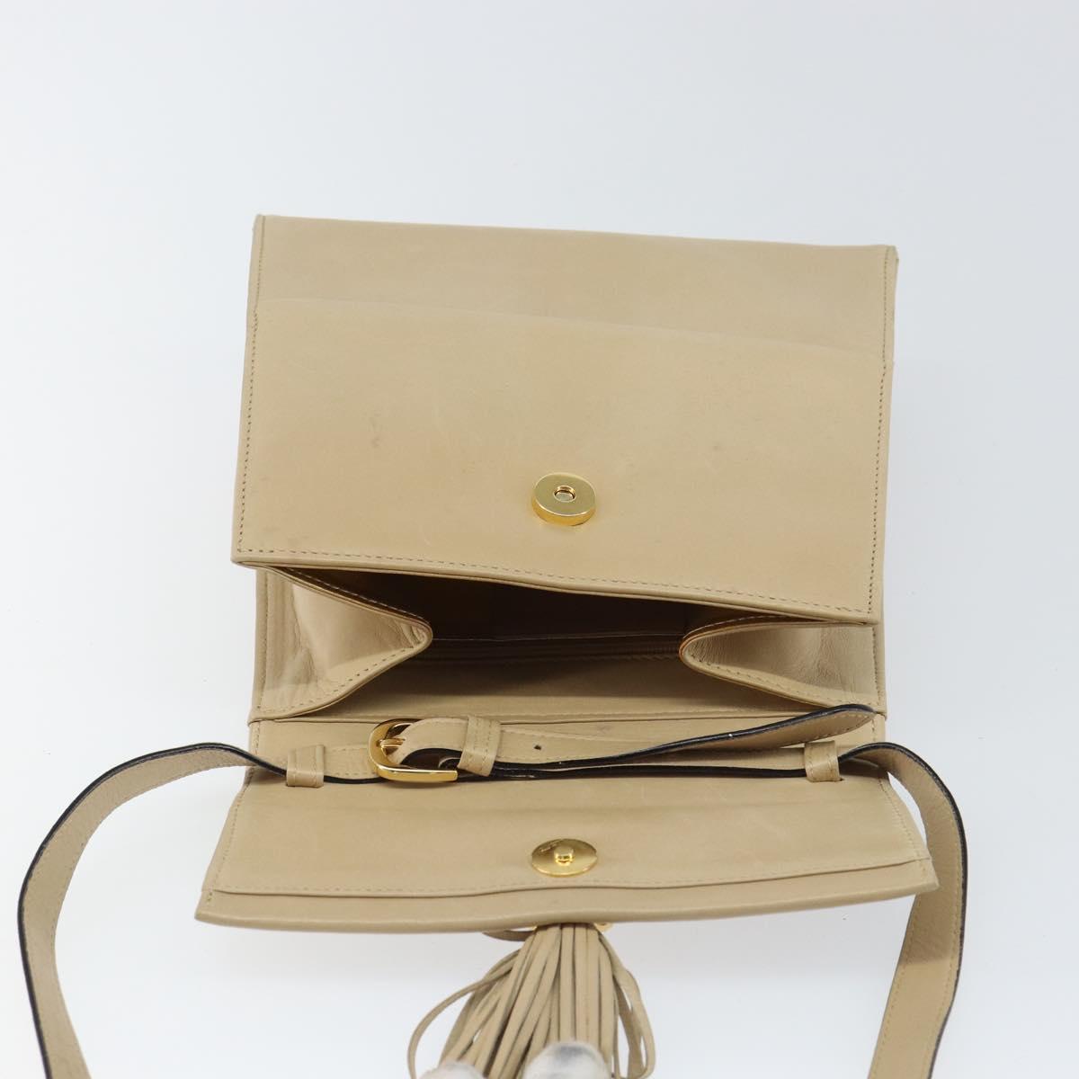 Salvatore Ferragamo Shoulder Bag Leather Beige Gold Auth BA8818