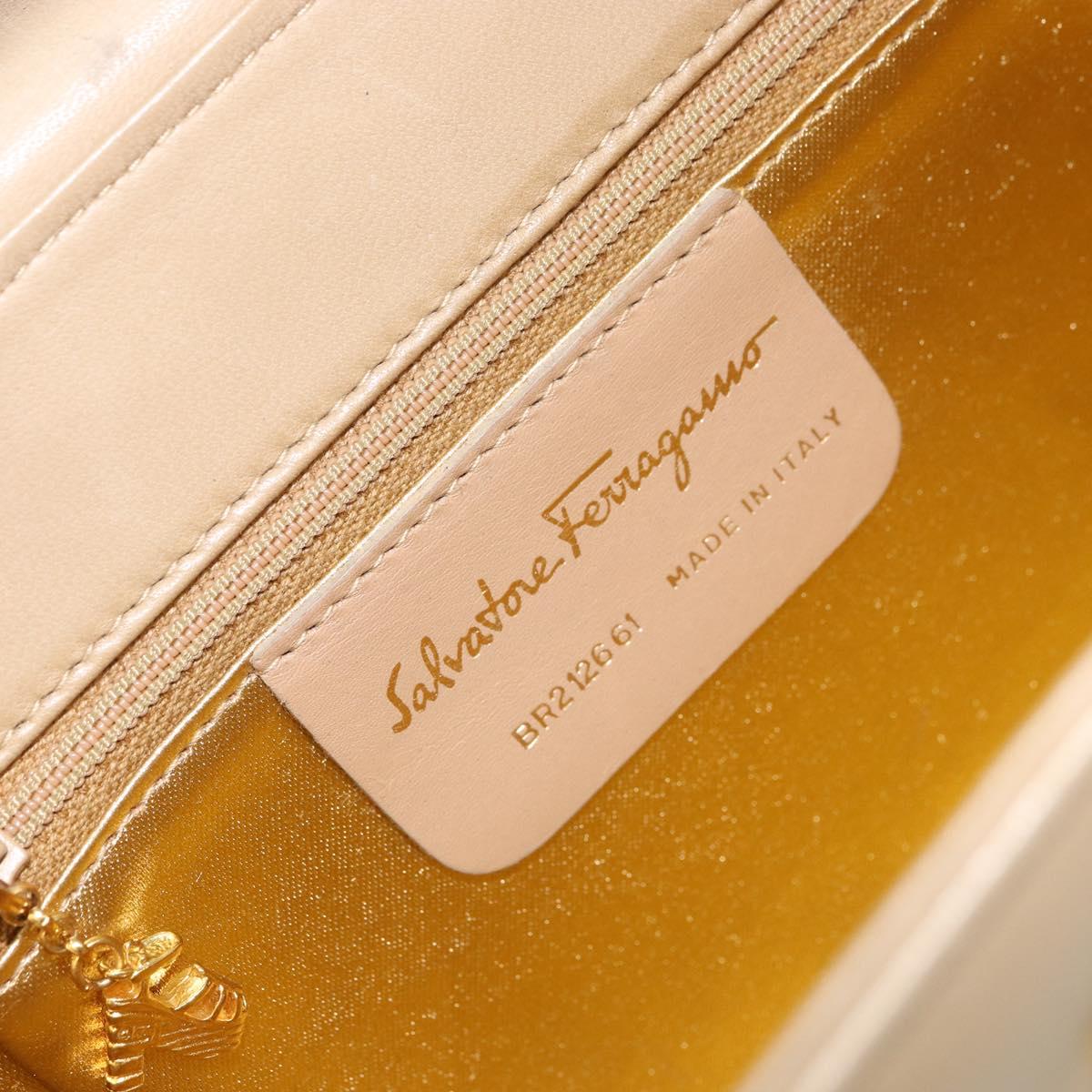 Salvatore Ferragamo Shoulder Bag Leather Beige Gold Auth BA8818