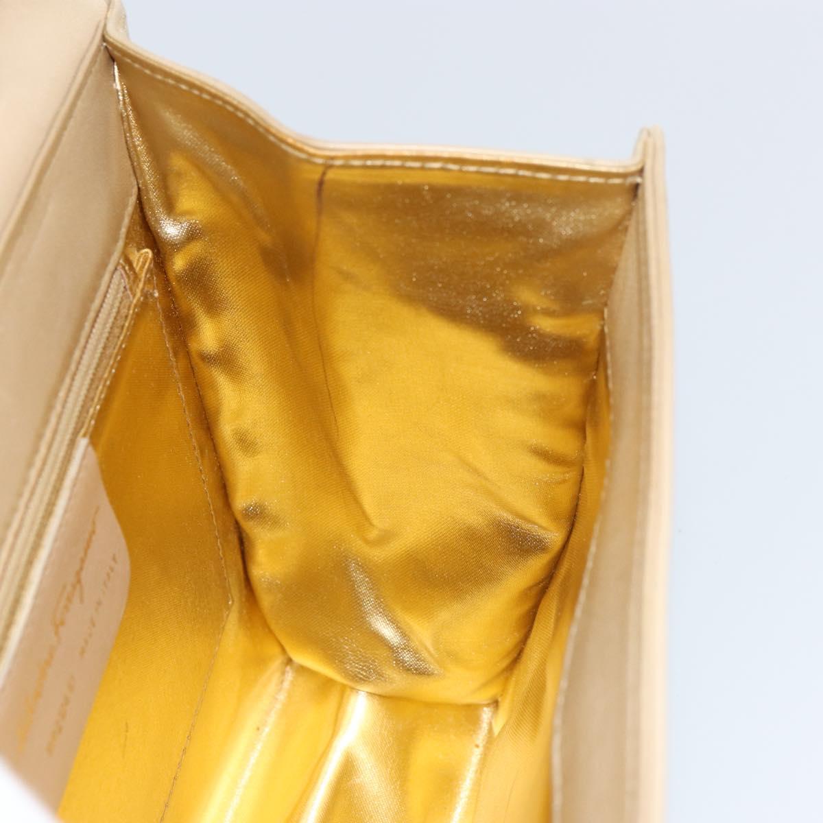 Salvatore Ferragamo Shoulder Bag Leather Beige Gold Auth BA8818