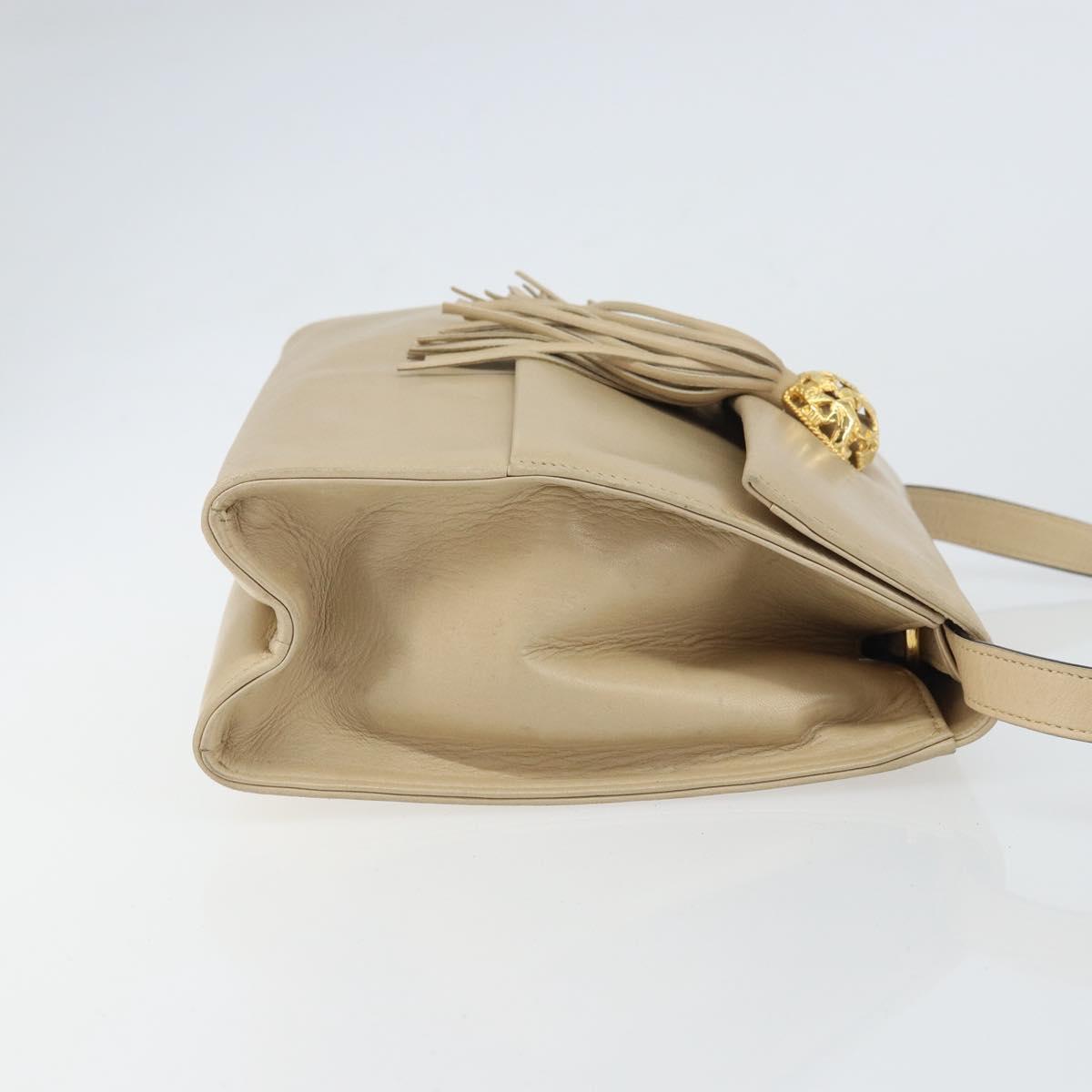 Salvatore Ferragamo Shoulder Bag Leather Beige Gold Auth BA8818