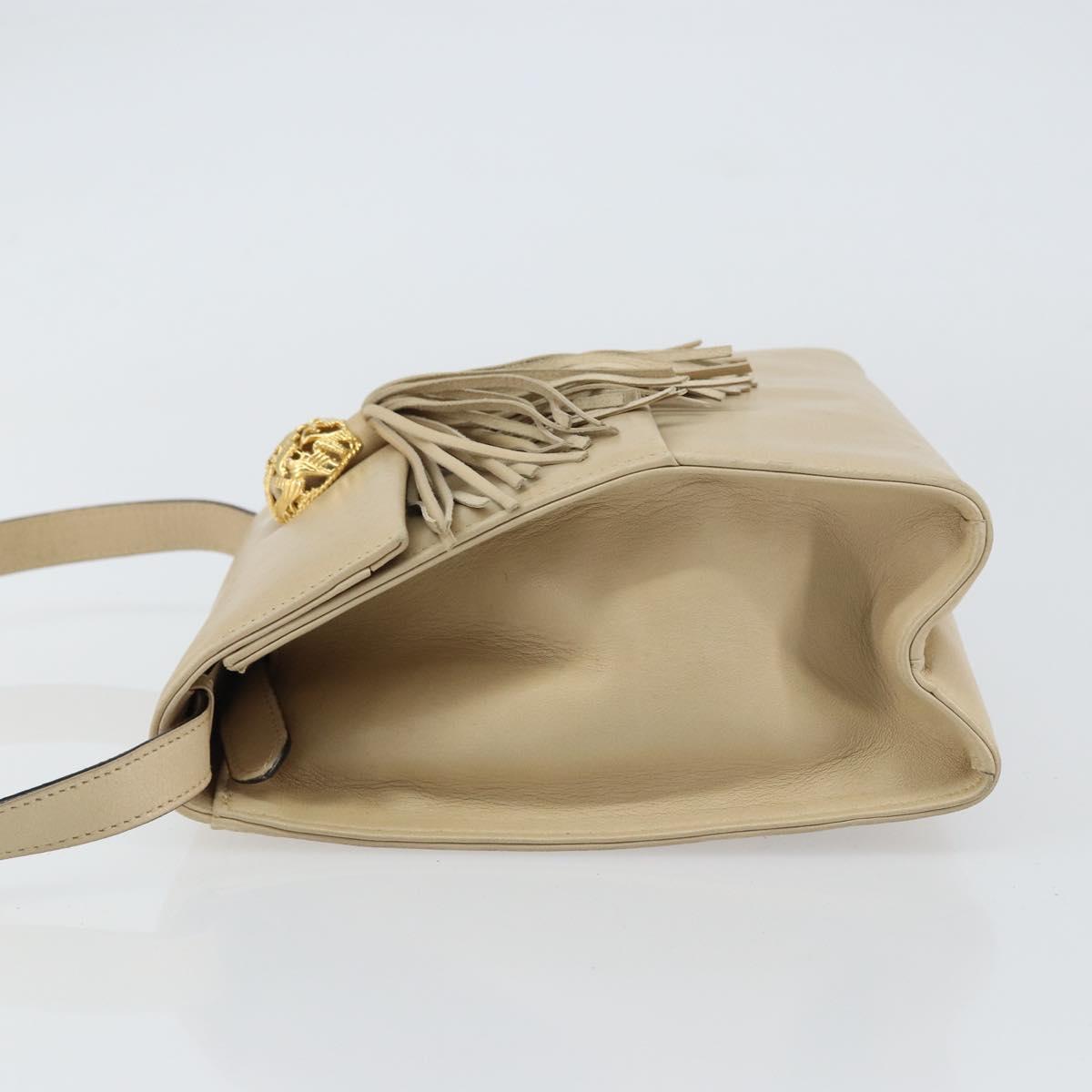 Salvatore Ferragamo Shoulder Bag Leather Beige Gold Auth BA8818