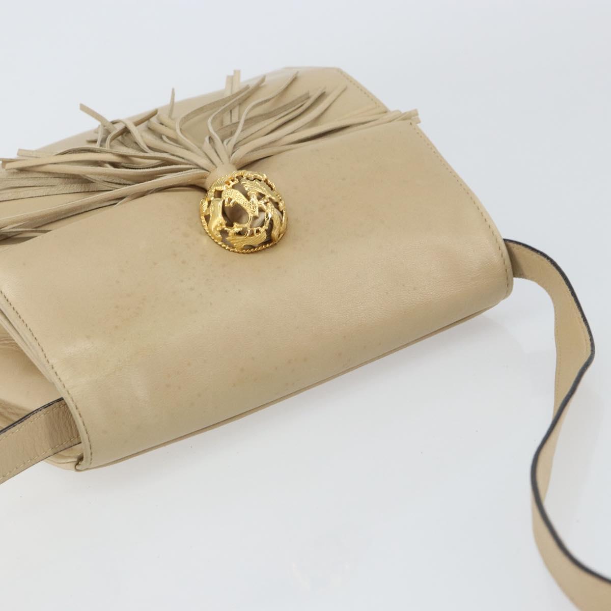 Salvatore Ferragamo Shoulder Bag Leather Beige Gold Auth BA8818