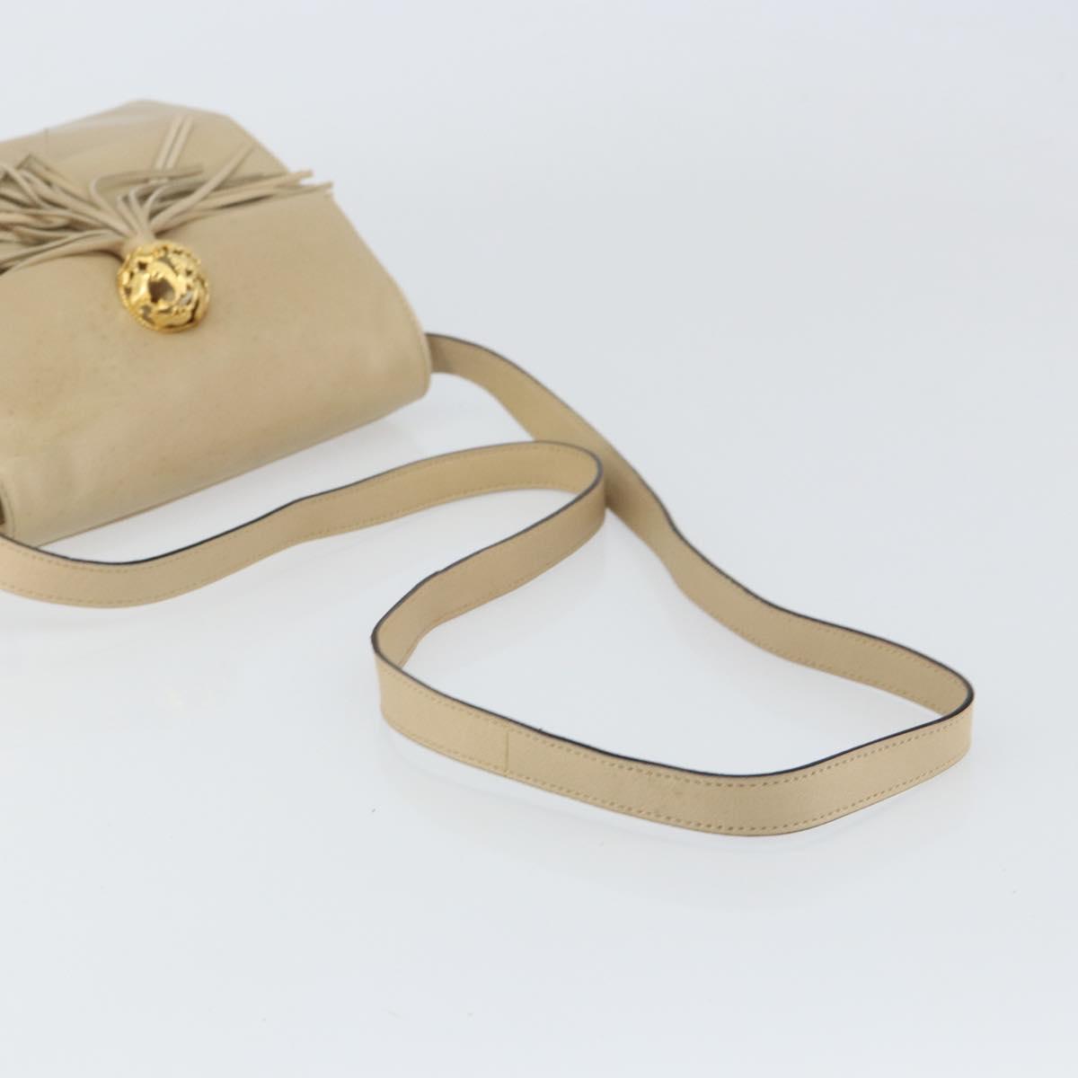 Salvatore Ferragamo Shoulder Bag Leather Beige Gold Auth BA8818
