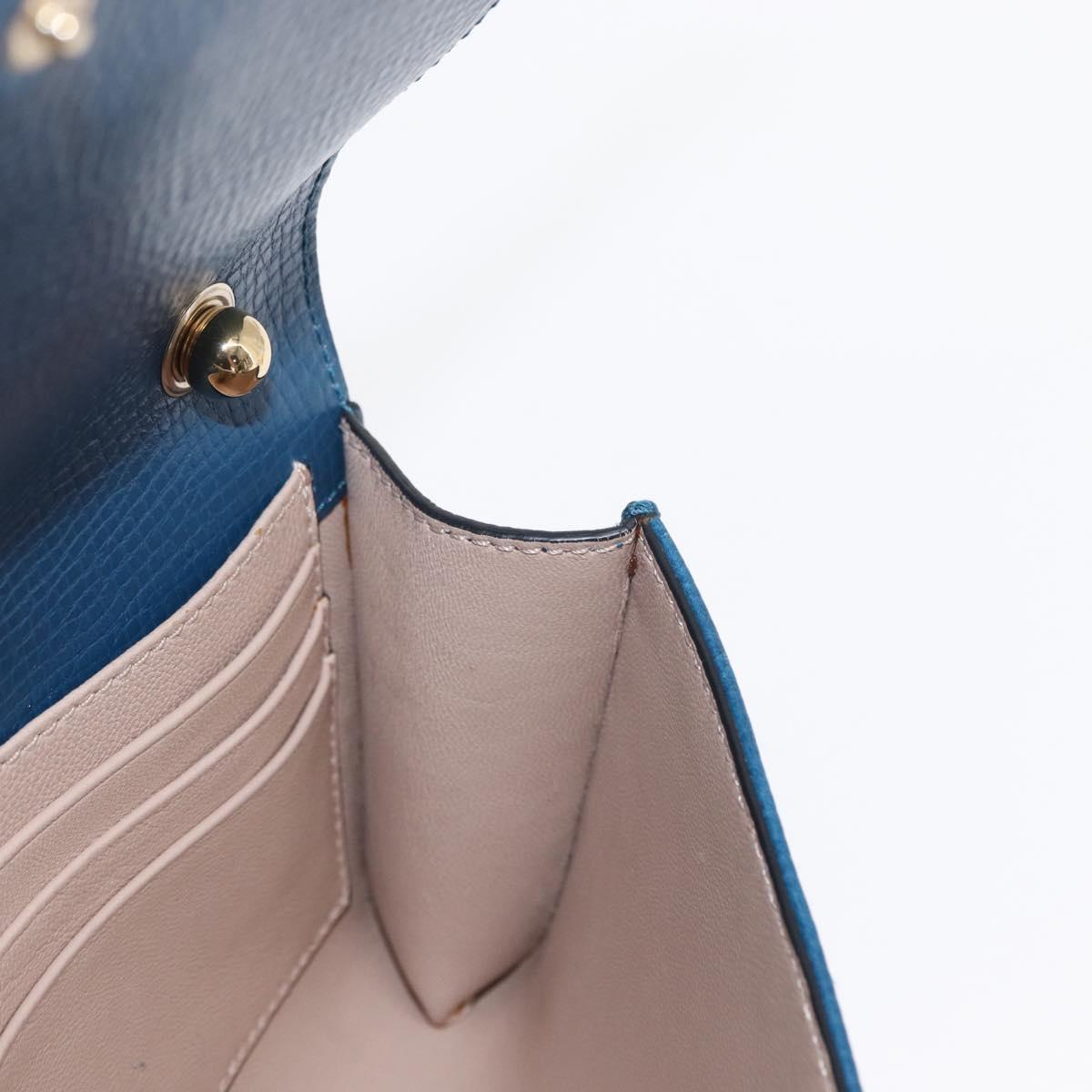 Chloe Chain Shoulder Bag Leather Blue Gold Auth BA8819