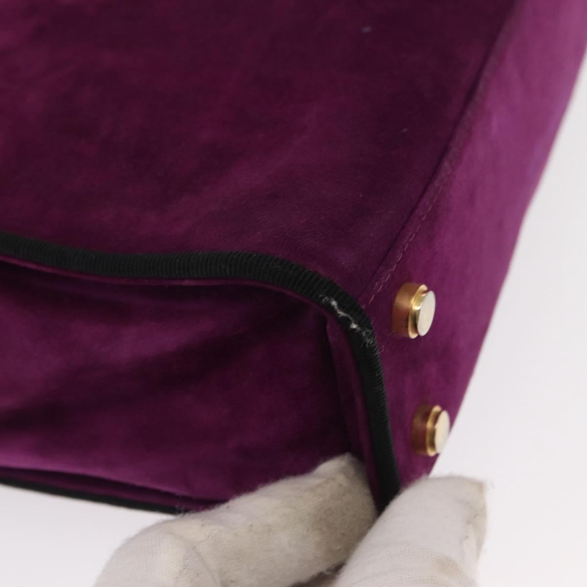 Salvatore Ferragamo Hand Bag Suede Purple Gold Auth BA8822