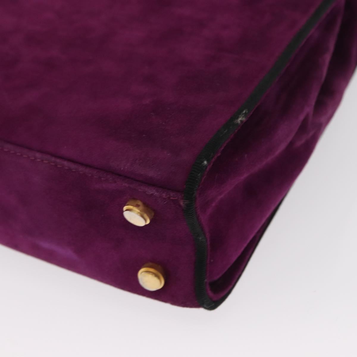 Salvatore Ferragamo Hand Bag Suede Purple Gold Auth BA8822