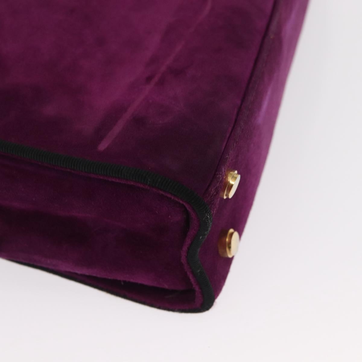 Salvatore Ferragamo Hand Bag Suede Purple Gold Auth BA8822