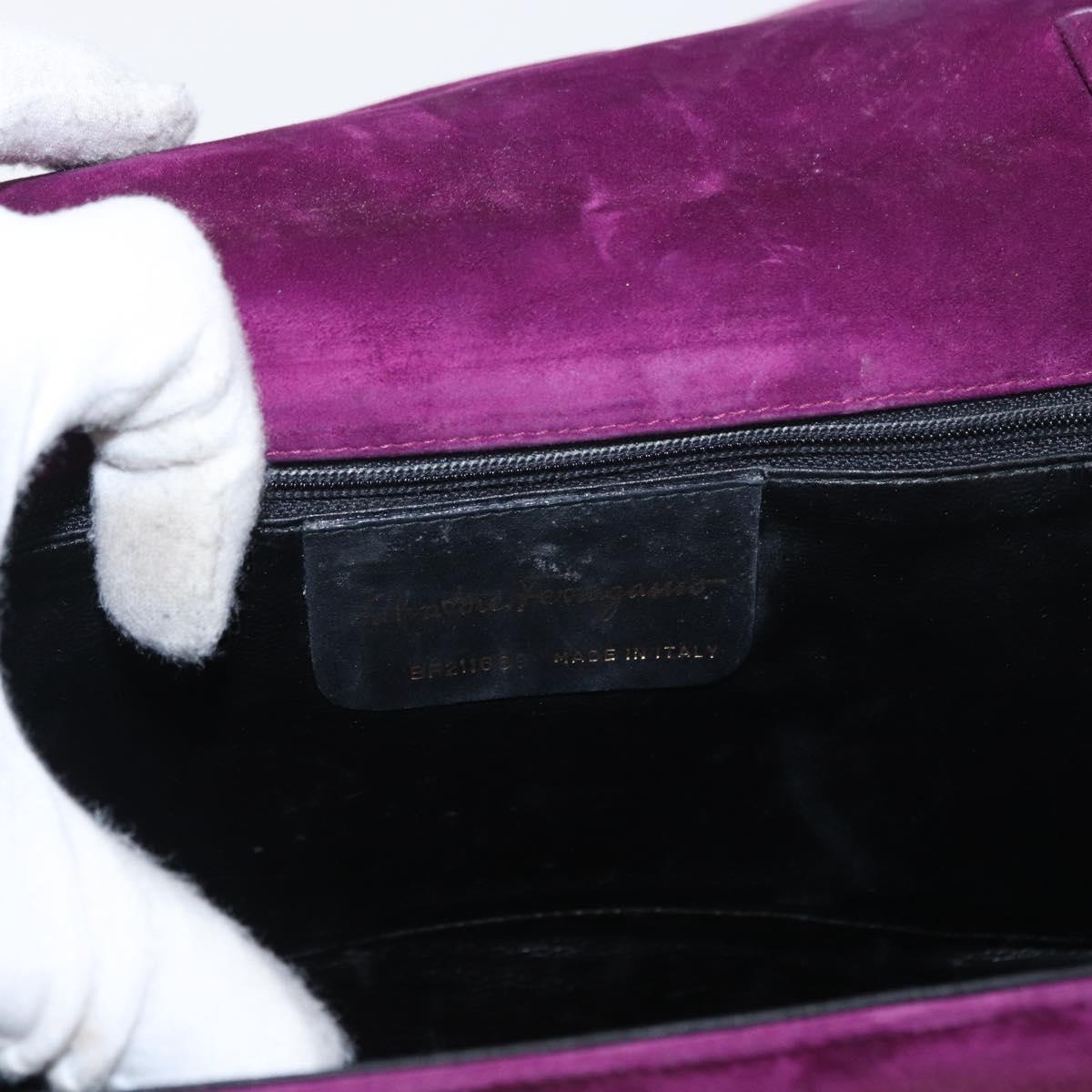 Salvatore Ferragamo Hand Bag Suede Purple Gold Auth BA8822