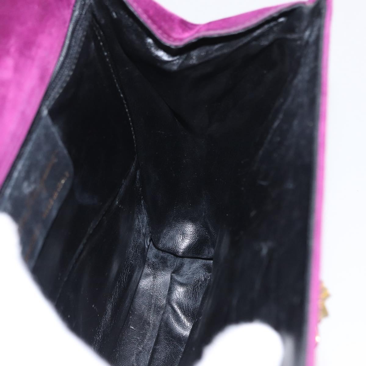 Salvatore Ferragamo Hand Bag Suede Purple Gold Auth BA8822