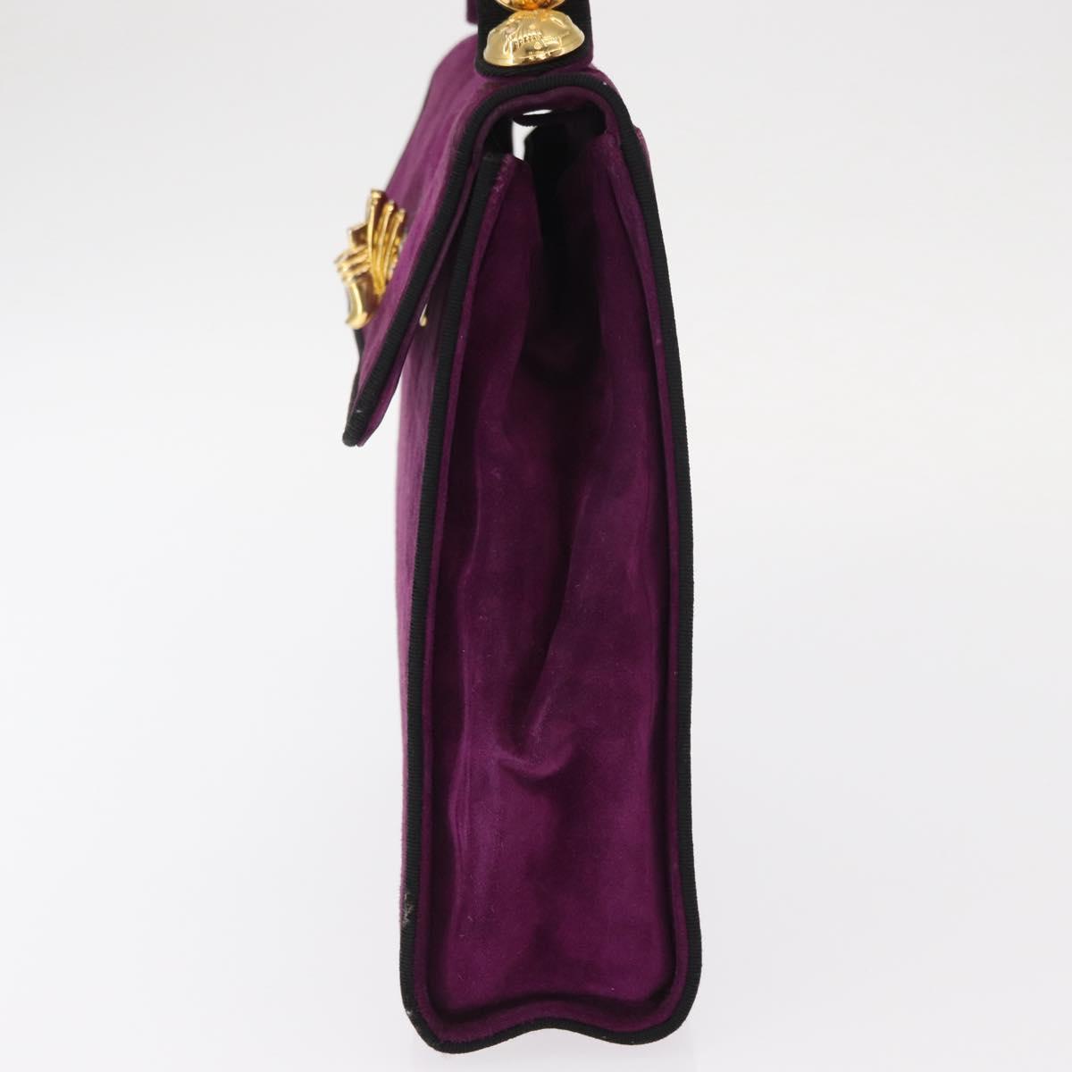 Salvatore Ferragamo Hand Bag Suede Purple Gold Auth BA8822