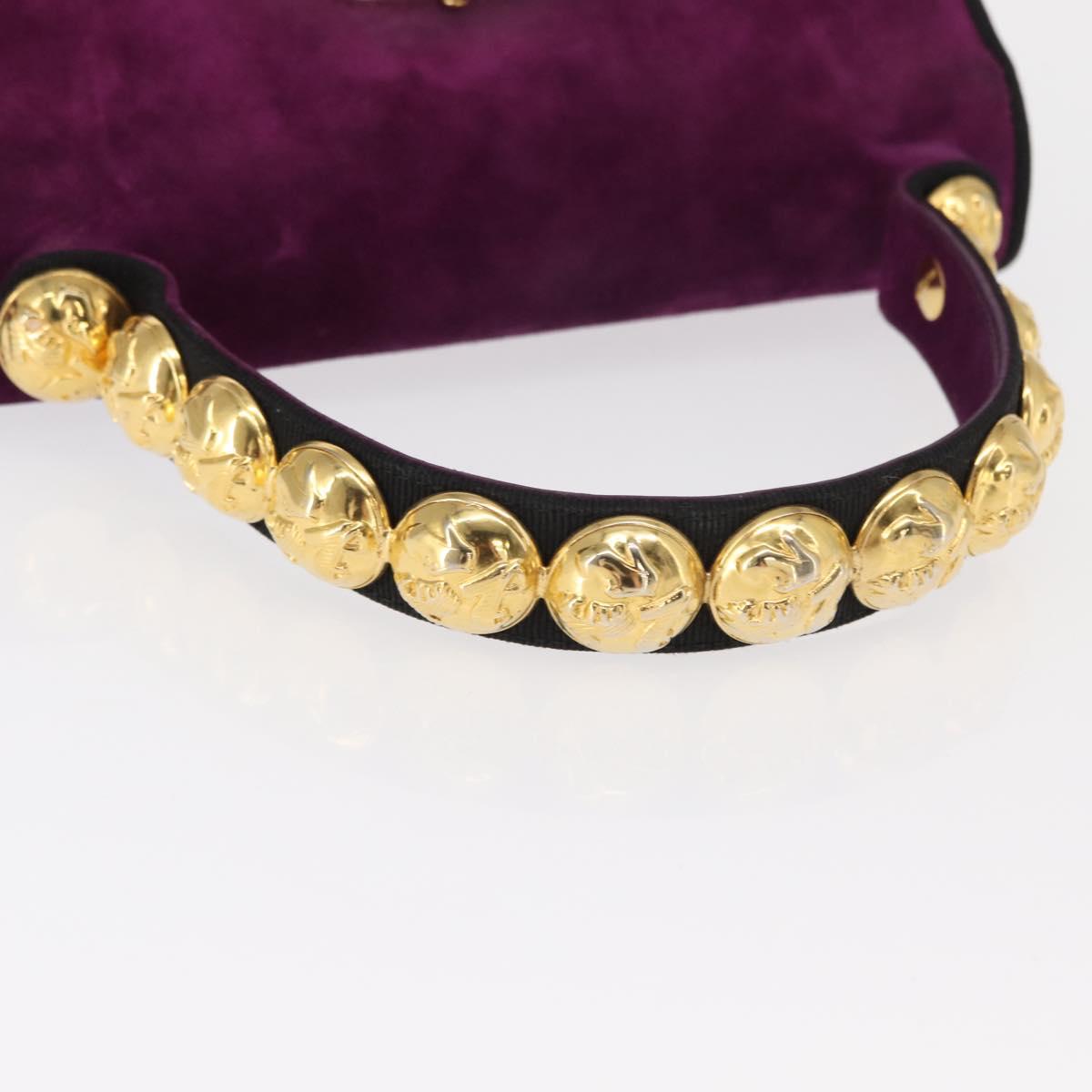 Salvatore Ferragamo Hand Bag Suede Purple Gold Auth BA8822