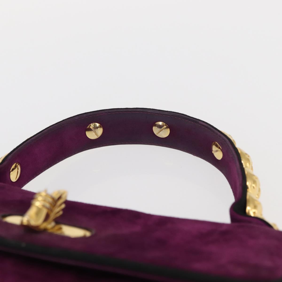 Salvatore Ferragamo Hand Bag Suede Purple Gold Auth BA8822