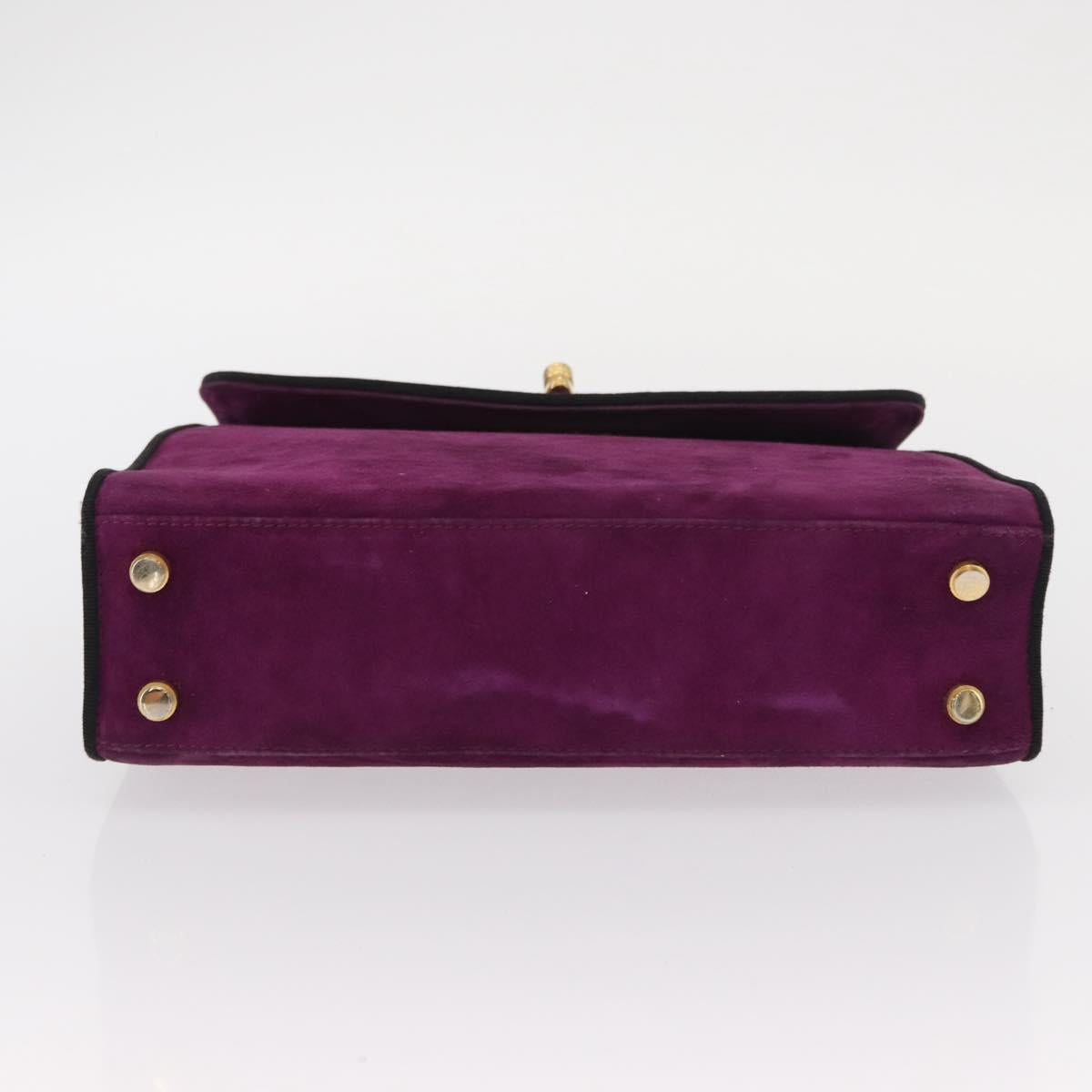 Salvatore Ferragamo Hand Bag Suede Purple Gold Auth BA8822