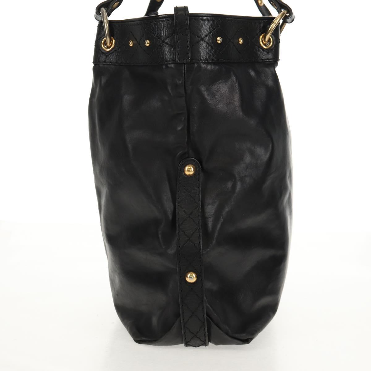 GUCCI Tote Bag Leather Black Gold 211959 Auth BA8823
