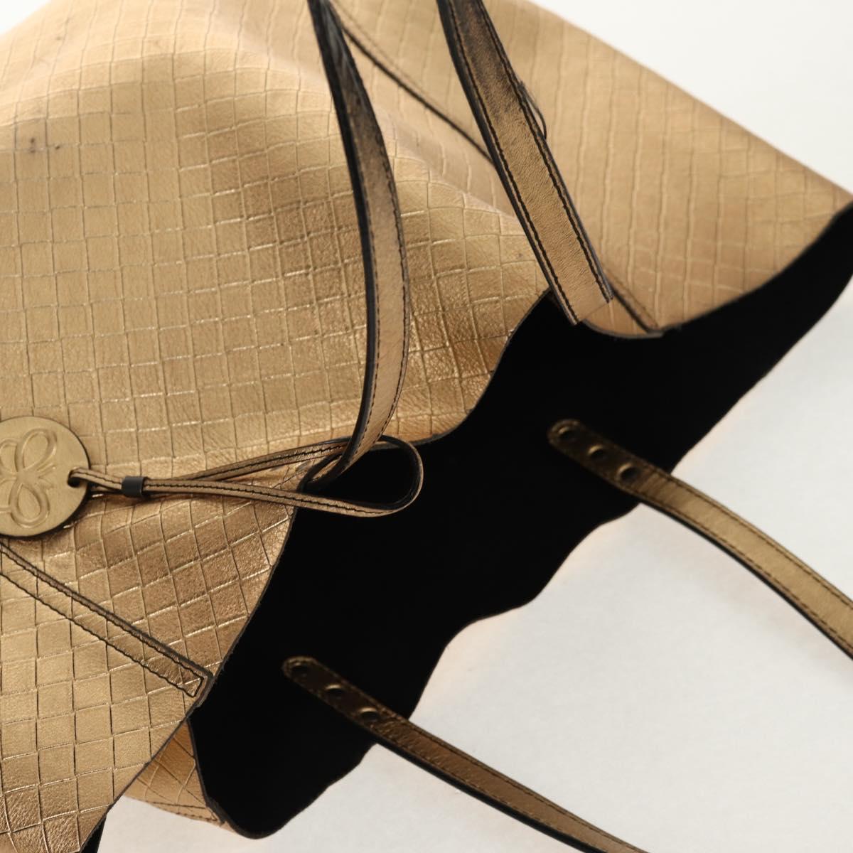 BOTTEGA VENETA INTRECCIATO Tote Bag Leather Gold Auth BA8825