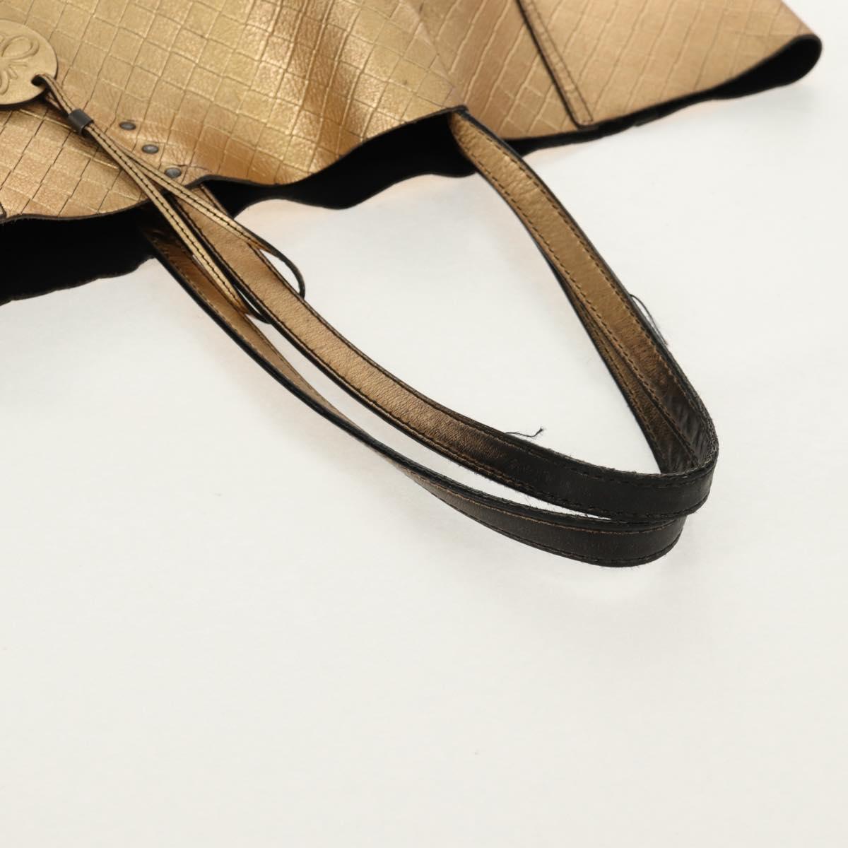 BOTTEGA VENETA INTRECCIATO Tote Bag Leather Gold Auth BA8825