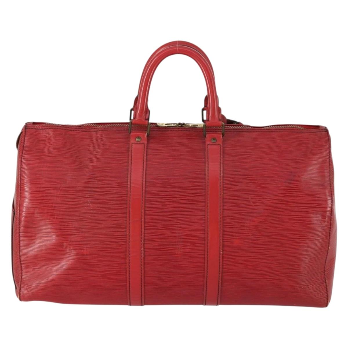 LOUIS VUITTON Epi Keepall 45 Boston Bag Red M42977 LV Auth BA8834