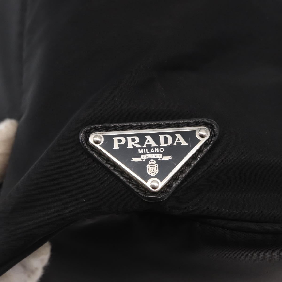 PRADA Hand Bag Nylon 2way Black Silver Auth BA8835