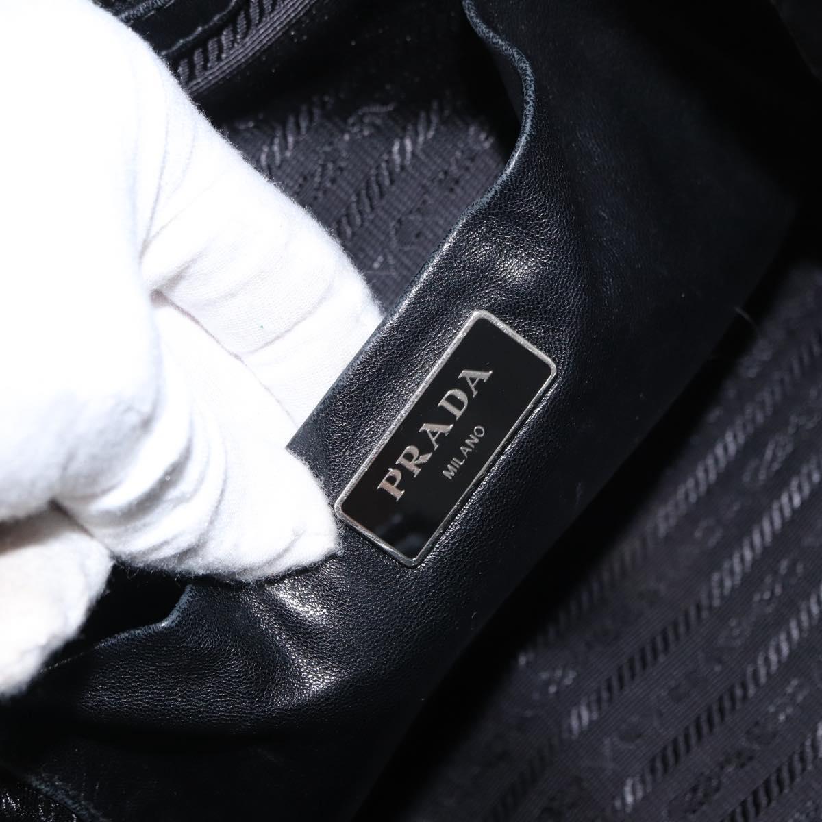 PRADA Hand Bag Nylon 2way Black Silver Auth BA8835