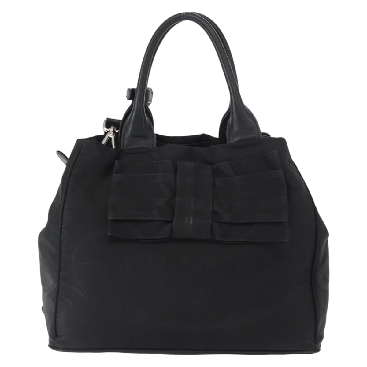 PRADA Hand Bag Nylon 2way Black Silver Auth BA8835