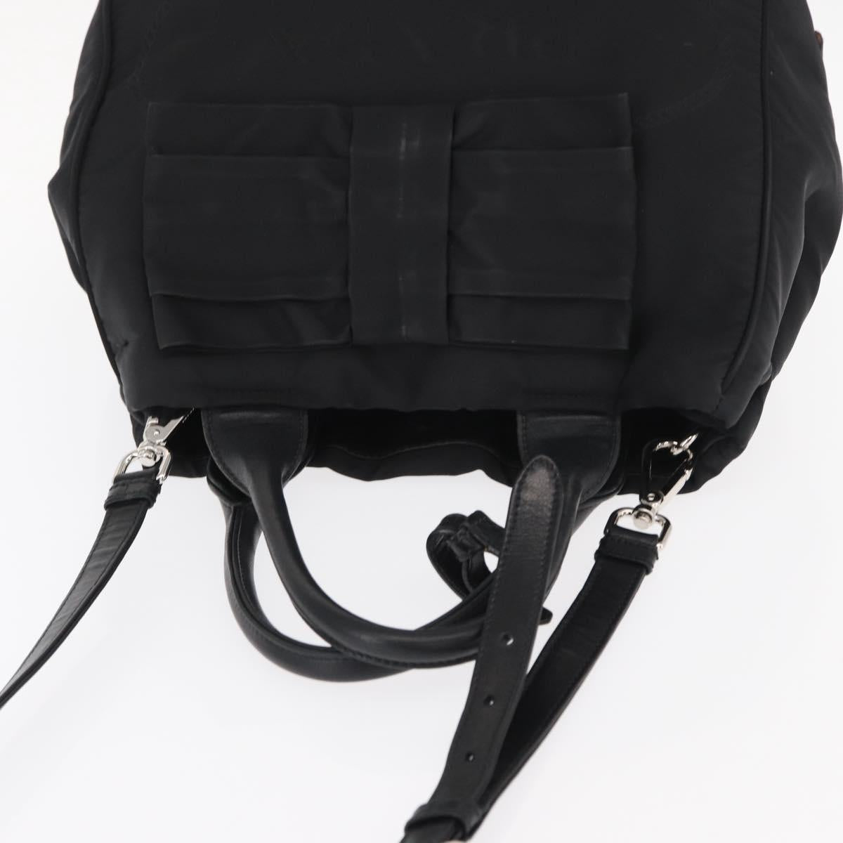 PRADA Hand Bag Nylon 2way Black Silver Auth BA8835