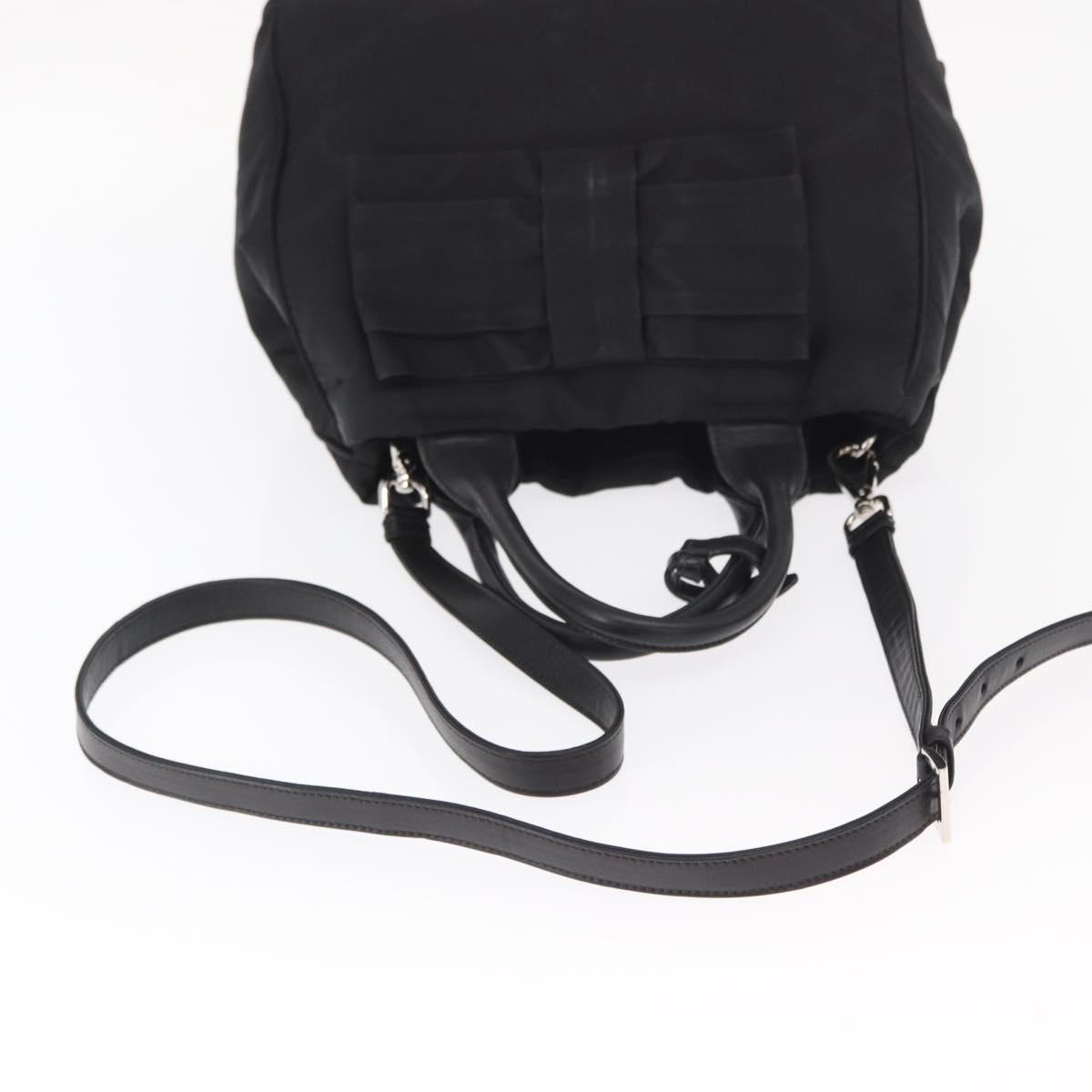 PRADA Hand Bag Nylon 2way Black Silver Auth BA8835