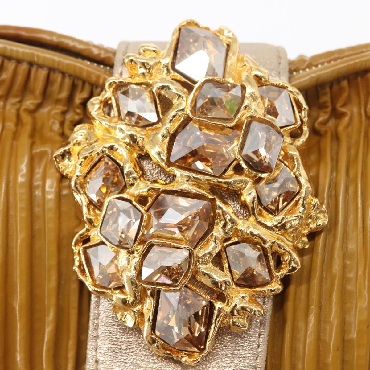Miu Miu Chain Shoulder Bag Enamel Yellow Gold Auth BA8837